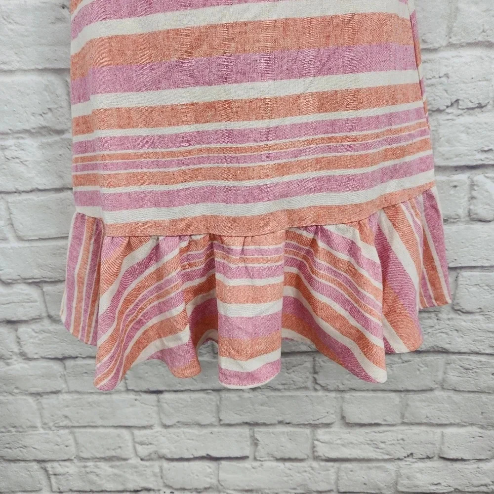 HYFVE Pink Stripe sweetheart neck spaghetti strap linen blend dress Size large - Picture 4 of 15